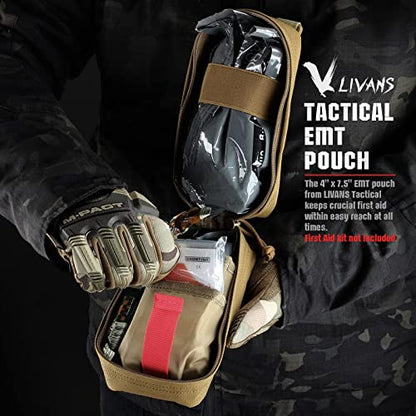 Tactical MOLLE Medical Pouch, Rip-Away EMT First Aid Pouch IFAK Trauma Kit Everyday Carry Survival Bag Include Cross Patch - color: Khaki-2 Packs