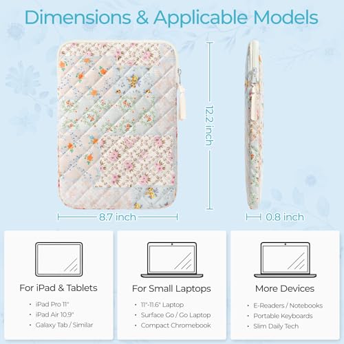11.6 inch Cotton Quilted Laptop Sleeve for Women, Aesthetic Puffy Laptop Case Carrying Bag Compatible with MacBook Air/Pro 11.6, Soft Computer Liner Bag (Coloful Pin, 11.6 inch) - color: Coloful Pin, size: 11.6 inch