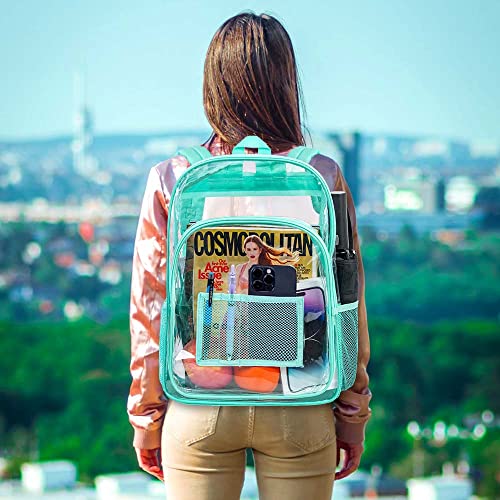 gxtvo Clear Backpack, Heavy Duty Transparent Bookbag, See Through Backpacks for Women Men | Heavy Duty - color: Green
