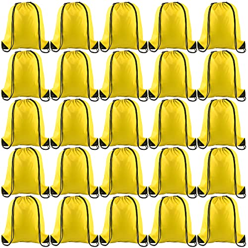 KUUQA 25Pcs Yellow Drawstring Backpack Bulk - color: Yellow