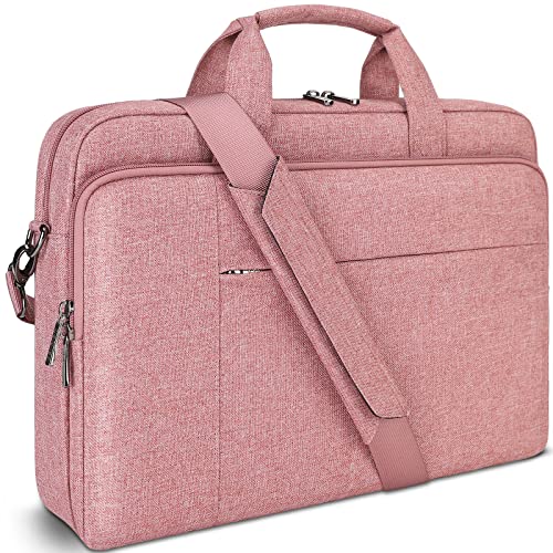 DOMISO 17.3 inch Laptop Messenger Bag Tote Bag for Women for Men,Business Travel Work Computer Bag Chromebook Case Briefcase,Compatible with 17 inch HP Dell Lenovo ASUS,Pink - color: Pink, size: 17-17.3 inch