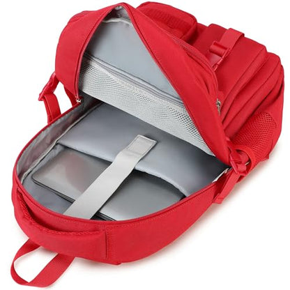 abshoo Large Heavy Duty Backpack For School College Bookbag Casual Multi Pocket Travel Backpacks - color: Red