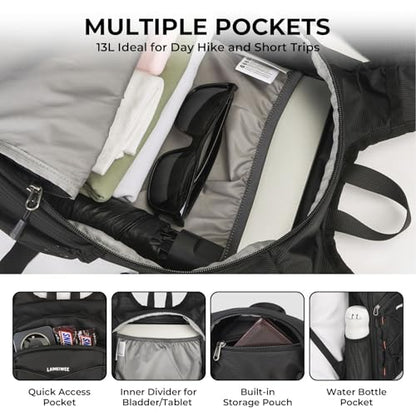 13L Small Hiking Backpack for Women Men, Lightweight Foldable Day pack, Packable Daypack for Travel, Camping (Black) - color: Black