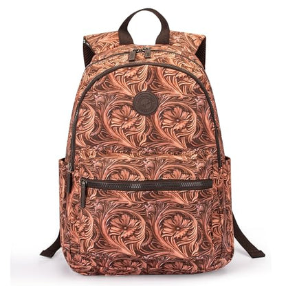 Montana West Western Backpack Purse for Women Lightweight Rucksack Casual Daypack for Laptop Travel College - color: *Floral Brown