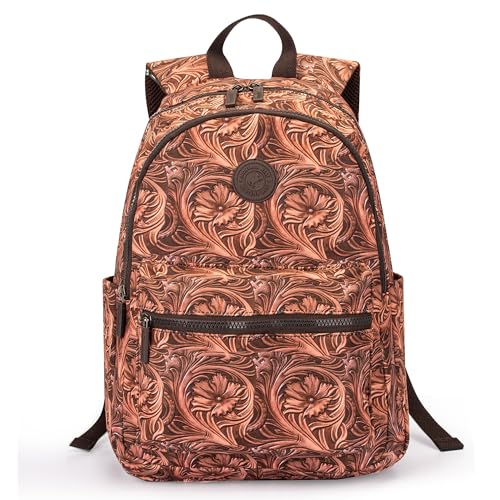 Montana West Western Backpack Purse for Women Lightweight Rucksack Casual Daypack for Laptop Travel College - color: *Floral Brown