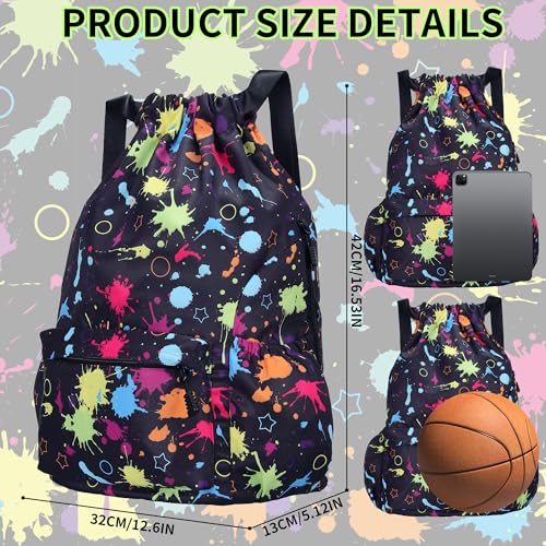 Drawstring Backpack for Women Drawstring Gym Bag Water Resistant Small Cinch Sack Pull String Backpack Bag (Tie-dye) - color: Tie-dye