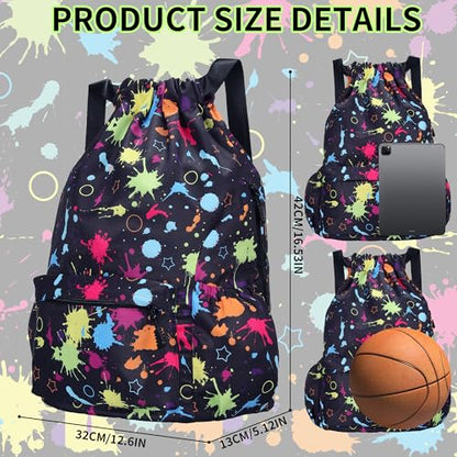 Drawstring Backpack for Women Drawstring Gym Bag Water Resistant Small Cinch Sack Pull String Backpack Bag (Tie-dye) - color: Tie-dye