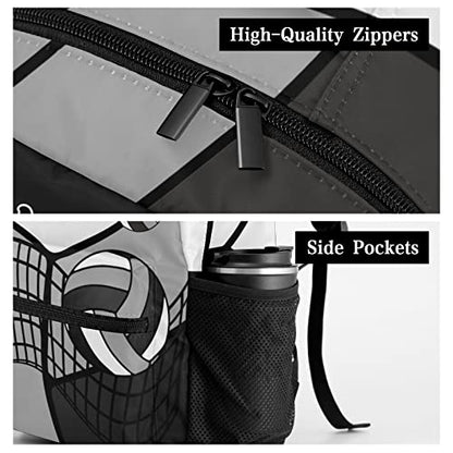 Personalized Volleyball Gray Black White Waterproof Backpack with Name Text for Women Men Gift - color: Backpack 4