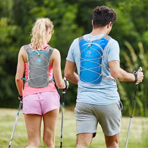 Lightweight Hydration Backpack with 2L Water Bladder for Men Women, Small Water Backpacks Running Vest for Hiking - color: Grey