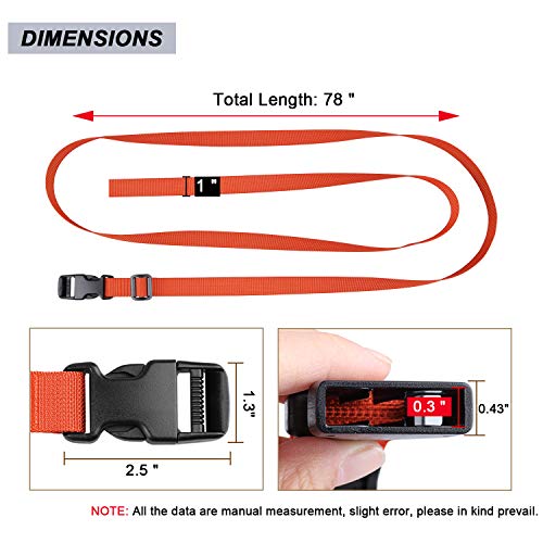 MAGARROW 78" x 1" Strap Buckle Packing Straps Adjustable 1-Inch Belt - color: Dark orange 6.5 feet Long (4-PCS)