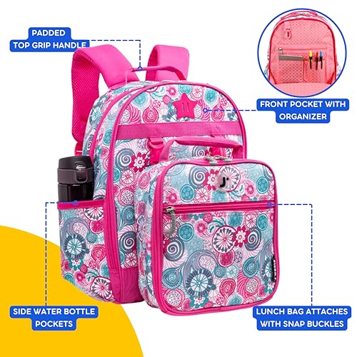 J World Duet Kids Backpack & Lunch Box Set For Boys & Girls Pre-K to Elementary School, Blue Raspberry - color: Blue Raspberry