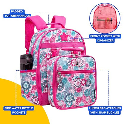 J World Duet Kids Backpack & Lunch Box Set For Boys & Girls Pre-K to Elementary School, Blue Raspberry - color: Blue Raspberry