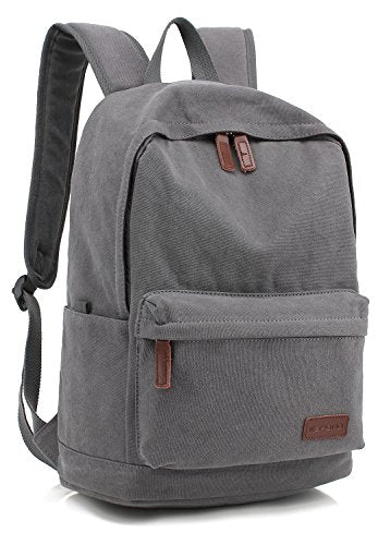 kayond Casual Style Lightweight canvas Laptop Bag/Durable Travel backpacks/Rucksack for Men&Women/Fashion Backpack Fits 15 inch Notebook (Gray) - color: Gray