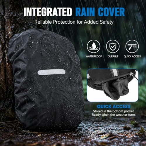 Zavothy Hydration Backpack with 1.5L Water Bladder, Lightweight Water Backpack for Women, Hydration Pack with Rain Cover for Running Hiking Cycling Festival, Reflective Bounce-Free Fit - color: Black