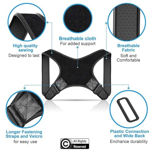 Adjustable Posture Corrector Brace for Men Universal Fit Upper Back, Shoulder & Clavicle Support, Helps Improve Posture & Relieve Neck, Shoulder & Back Pain (Patented Design)