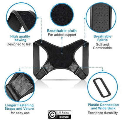Adjustable Posture Corrector Brace for Men Universal Fit Upper Back, Shoulder & Clavicle Support, Helps Improve Posture & Relieve Neck, Shoulder & Back Pain (Patented Design)