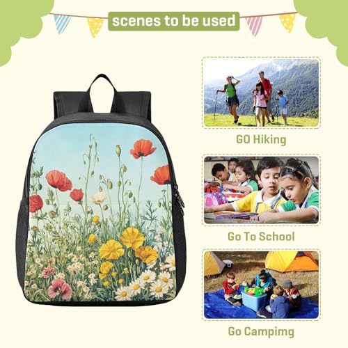 Blueangle Lightweight Waterproof Backpack for Travel & Daily Use, Durable Wildflowers Daypack for Outdoor（370）