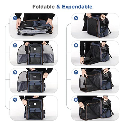 Extra Large Cat Backpack Carrier Expandable Pet Carrier Backpack for Small Dogs Medium Cats Fit Up to 18 Lbs, Dog Backpack Carrier, Foldable Puppy Backpack Carrier for Travel, Hiking,Blue - color: Blue