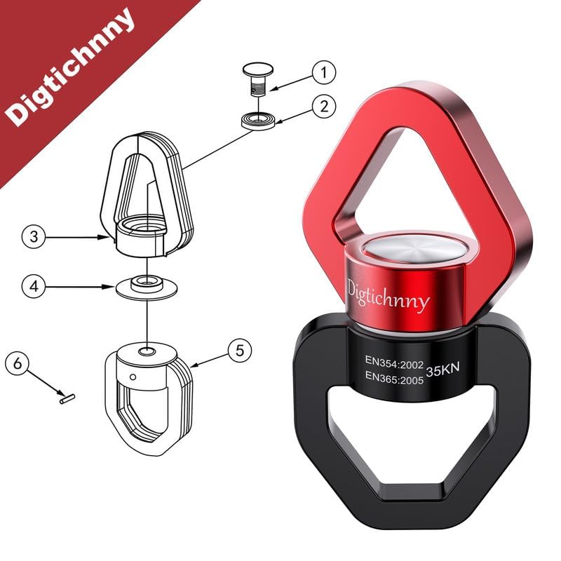 Swivel Hook for Swing,Aluminium Alloy 35KN, Swing Swivel Hanger for Tree Swing, Aerial Dance, Children’s Swing, Hanging Hammock Outdoor Indoor(Black-Red) - style: Black Red-1 Pack