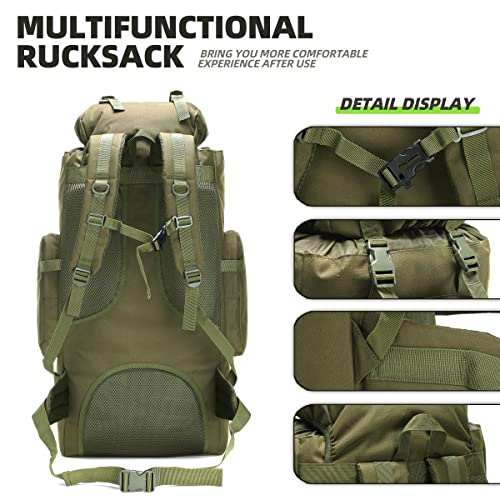 100L Camping Hiking Backpack,Molle military Tactical rucksack backpack,Waterproof Lightweight Hiking Backpack - color: Armygreen