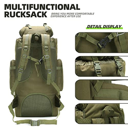 100L Camping Hiking Backpack,Molle military Tactical rucksack backpack,Waterproof Lightweight Hiking Backpack - color: Armygreen