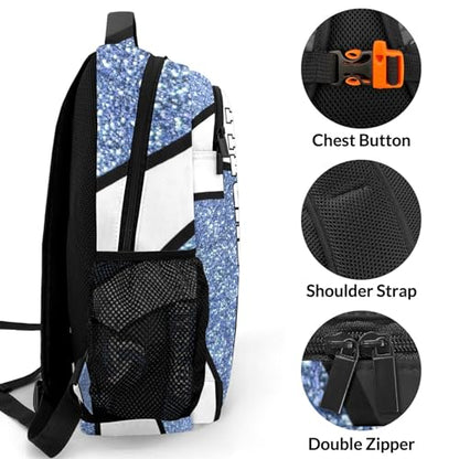 Volleyball Blue Print Personalized School Backpack Waterproof Laptop Bag for Woman Man - color: Muilti 10