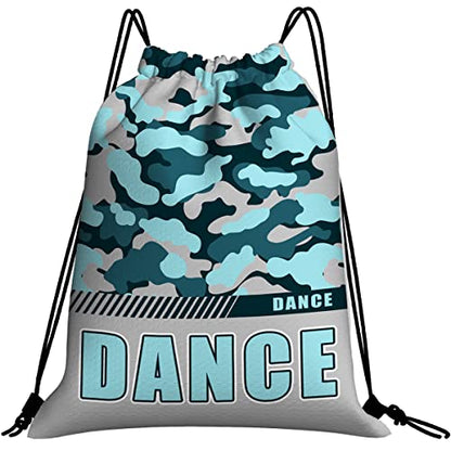 Drawstring Backpack Waterproof Gym Drawstring Bags Sports String Bag Camo Sackpack-Aqua Dance Drawstring Bag - color: Dance Drawstring Bags-camo Aqua