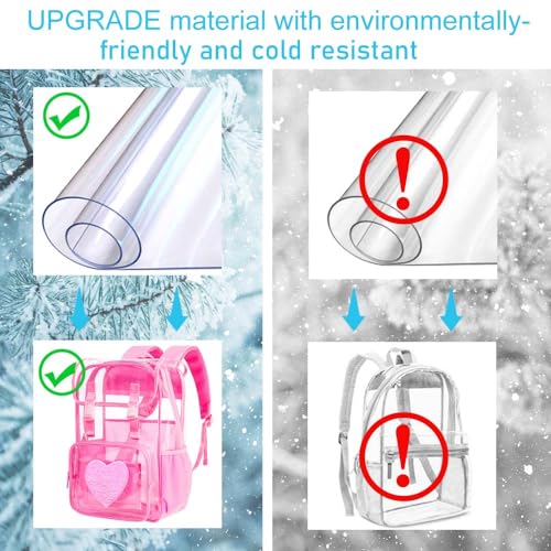 3PCS Pink Clear Backpack, Heavy Duty Transparent Bookbag for Girls Women, Stadium Approved See Through Backpack Set (Pink Sequins) - color: Pink Sequin