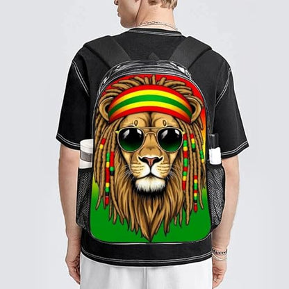 Lightweight Daypack Bookbag for Trekking Business Walking Cycling, Big Capacity Anti-Theft Multipurpose Carry On Bag, Rasta Flag Rastafarian Reggae Lion Business Computer Bag - color: Pattern 217