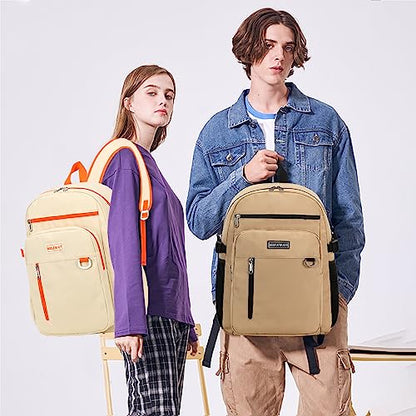 MIRLEWAIY Classical School Backpack Lightweight Bookbag Casual Daypack Travel Work Bag For Teenagers College Girls boys - color: Khaki