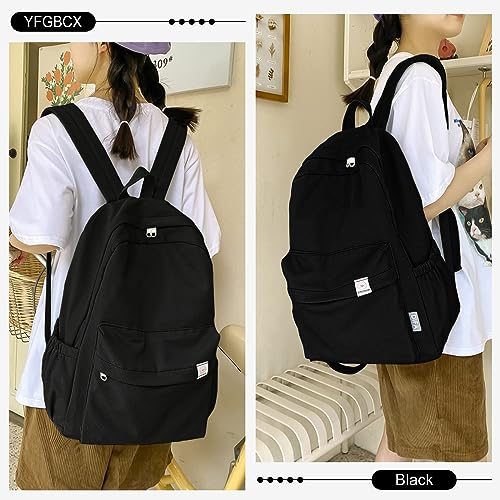 YFGBCX Cute Aesthetic Backpack for Women Solid Color Backpacks Lightweight Classic Backpack for Women Laptop Backpacks - color: Black