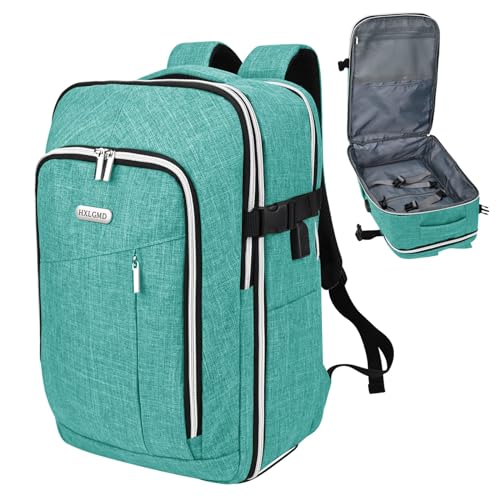 Personal Item Travel Carry On Luggage Backpack for Women Men Flight Approved Casual Weekender Laptop Bag for College Business Outdoors Hiking Water Resistant Lightweight Daypack with USB Charging Port - color: Green, size: Non-expandable