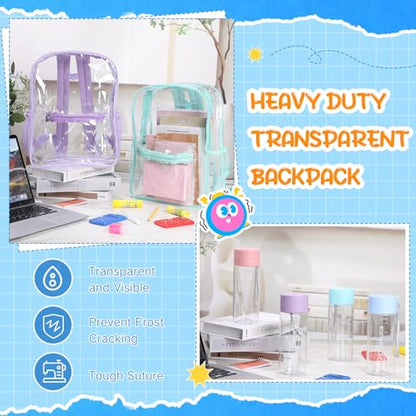 Amylove 8 Pcs Operation Christmas Items Bulk Clear Backpack PVC with Water Bottles for Kids Transparent Backpacks Heavy Duty Bookbag Set for School Classroom Students Back to School Supplies