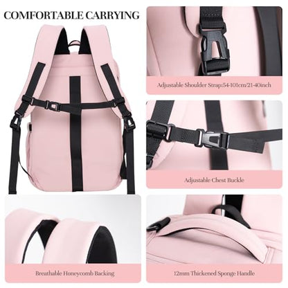 Timeet Travel Backpack for Women Men, 32L 4 In 1 Carry on Luggage Backpack, TSA Friendly Flight Approved 17 Inch Laptop Backpack, Waterproof Travel Bag for Work School Camping Hiking, Dusty Pink - color: Dusty Pink