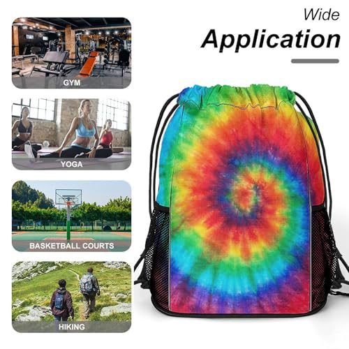Tie Dye Drawstring Backpack Gym Bag With Shoe Compartment String Bag Sport Beach Swimming Sackpack For Women Men - color: Tie Dye