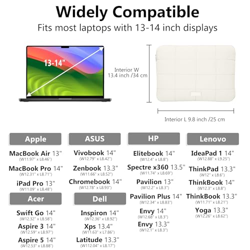Puffy Laptop Sleeve 14 Inch Matte Beige, Waterproof Carrying Case Bag for Women, Fluffy Computer Case Compatible with MacBook Pro 14 Inch, MacBook Air M2 M1, Asus/Dell XPS/Lenovo - color: Matte Beige, size: 14-inch