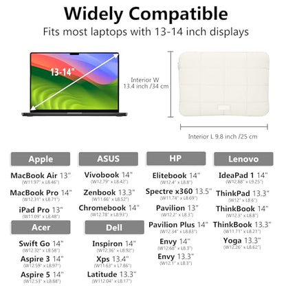 Puffy Laptop Sleeve 14 Inch Matte Beige, Waterproof Carrying Case Bag for Women, Fluffy Computer Case Compatible with MacBook Pro 14 Inch, MacBook Air M2 M1, Asus/Dell XPS/Lenovo - color: Matte Beige, size: 14-inch