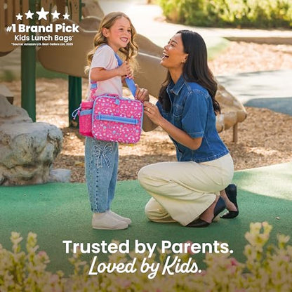 Bentgo Kids Lunch Bag - Double-Insulated, Reusable Lunch Bag for Kids 3+ with Adjustable Strap; Holds Lunch Box/Water Bottle/Snacks; Easy-Clean, Water-Resistant & Pockets (Rainbows & Butterflies) - color: Rainbows & Butterflies