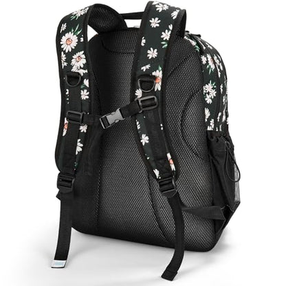 Choco Mocha Daisy Backpack for Teen Girls, Travel School Backpack for Girls Middle School Large Bookbag 18 Inch, Black - color: Daisy Black