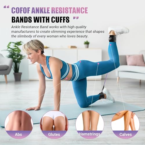 Ankle Straps for Cable Machines Women, Adjustable Ankle Resistance Bands with Multiple Strength Levels for Leg Workouts