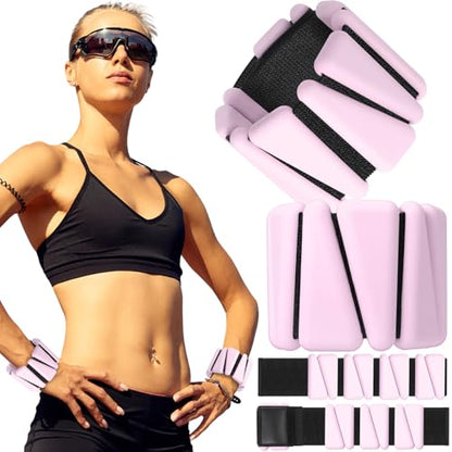 Vinsot Pilates 2Lbs Each(Set of 4) Wrist Ankle Weights for Women, Wearable Arm Leg, Adjustable Weighted Wristbands Arm Leg Weights Suitable for Walking Swimming Running Yoga Gym - color: Pink