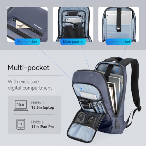 Boardingblue Business Smart Backpack Waterproof fit 15.6 Inch Laptop Backpack with USB Charging Port,Travel Durable Backpack (Navy) - color: Navy