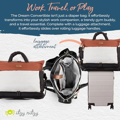 Itzy Ritzy Dream Convertible Diaper Bag Tote Backpack - Baby Diaper Bag with 14 Pockets, Changing Pad & More (Coffee & Cream) - color: Coffee & Cream