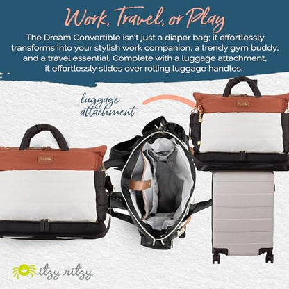 Itzy Ritzy Dream Convertible Diaper Bag Tote Backpack - Baby Diaper Bag with 14 Pockets, Changing Pad & More (Coffee & Cream) - color: Coffee & Cream