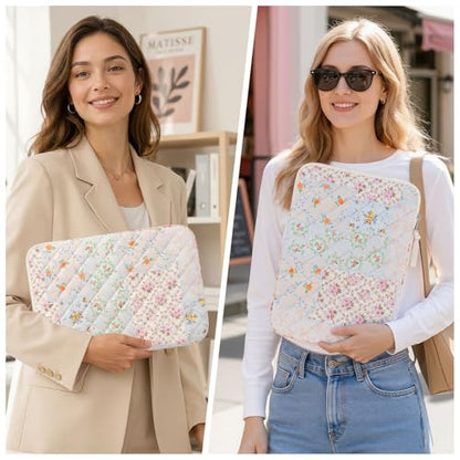 11.6 inch Cotton Quilted Laptop Sleeve for Women, Aesthetic Puffy Laptop Case Carrying Bag Compatible with MacBook Air/Pro 11.6, Soft Computer Liner Bag (Coloful Pin, 11.6 inch) - color: Coloful Pin, size: 11.6 inch
