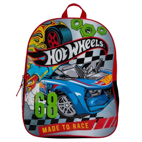 AI ACCESSORY INNOVATIONS HotWheels Backpack for Boys, 16" Race Car School Bag, Red - color: Hotwheels