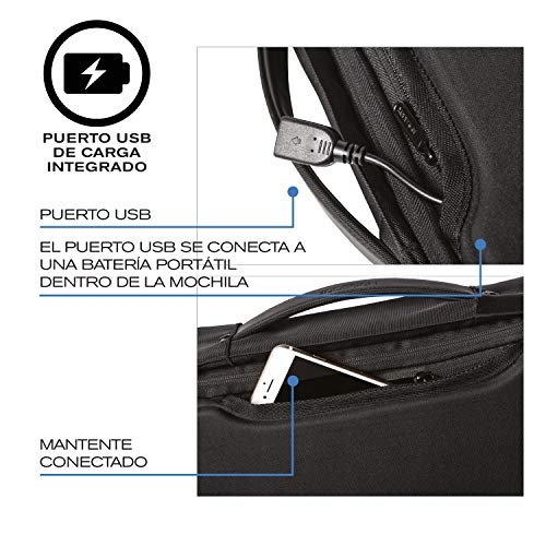 XDDesign Bobby Bizz 10 Liter Anti Theft Laptop Backpack with Padded 15.6" Laptop Sleeve, smart password lock, Water Repellent, USB Charging Port, travel backpack carry on flight for men and women - color: Black