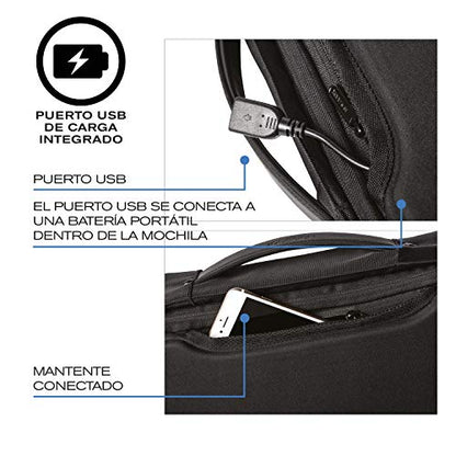 XDDesign Bobby Bizz 10 Liter Anti Theft Laptop Backpack with Padded 15.6" Laptop Sleeve, smart password lock, Water Repellent, USB Charging Port, travel backpack carry on flight for men and women - color: Black