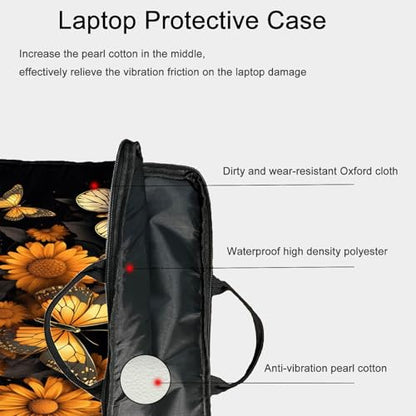 15-Inch Laptop Sleeve – Stylish, Lightweight, Shockproof, Water-Resistant Case for Lenovo, HP, Dell, Asus Notebooks - Flower Butterfly - color: Flower Butterfly