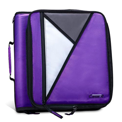 Case-it School Zipper Binder | 2" O-Rings | 350-Sheet | LT-007 Deep Purple - color: Purple/White, size: 1 Pack